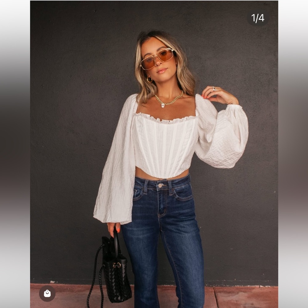 Vici White Puff Sleeve Blouse